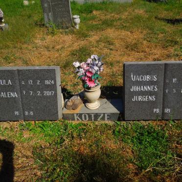 KOTZE Jacobus Johannes Jurgens 1920-1992 &amp; Ursula Magdalena 1924-2017