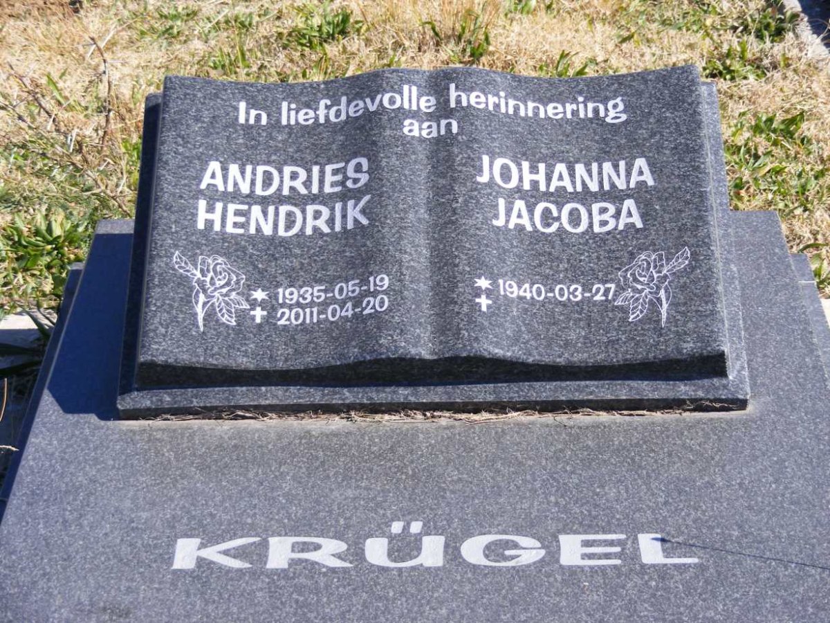 KRUGEL Andries Hendrik 1935-2011 &amp; Johanna Jacoba 1940-