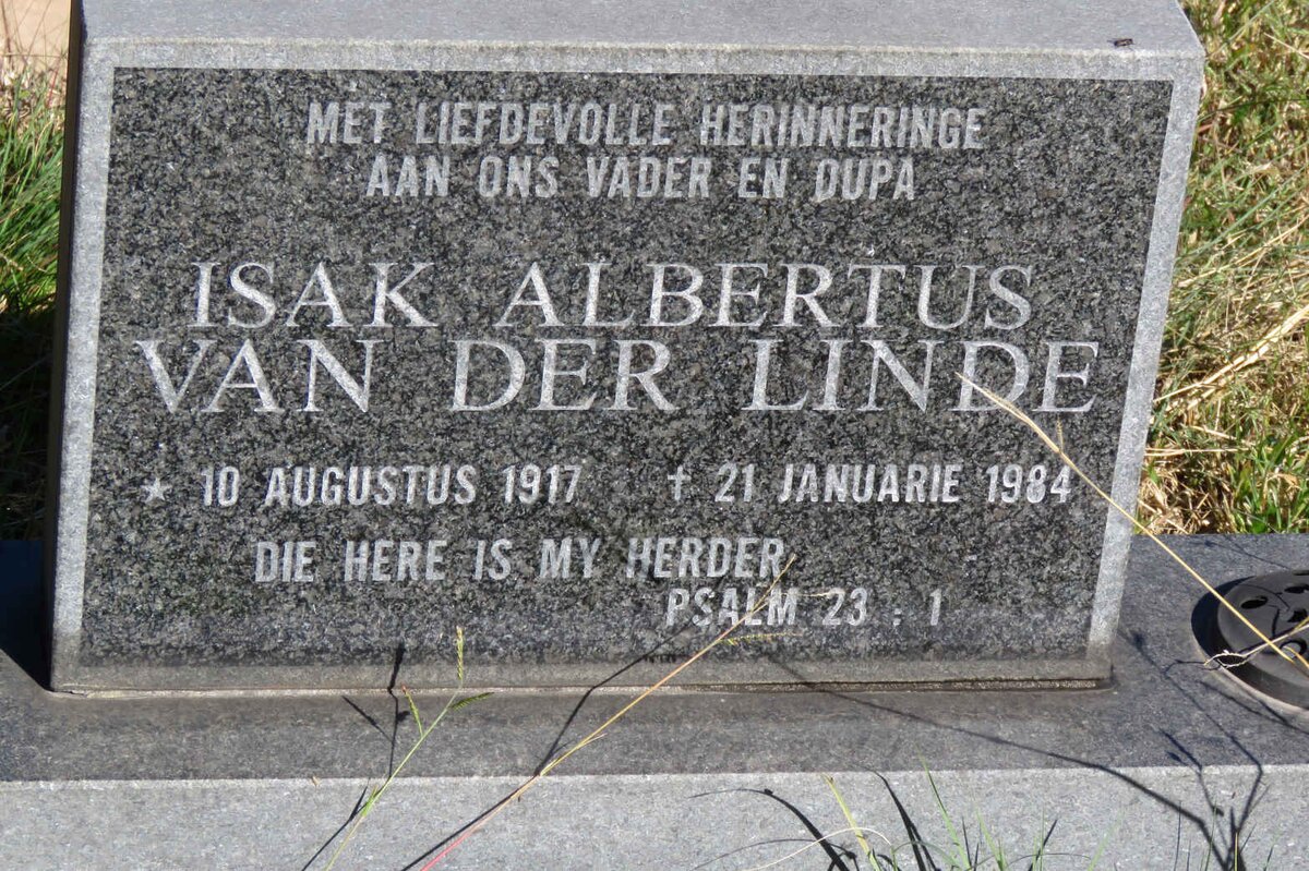 LINDE Isak Albertus, van der 1917-1984