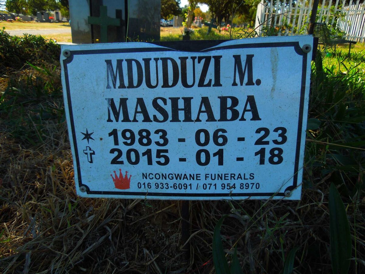MASHABA Mduduzi M. 1983-2015
