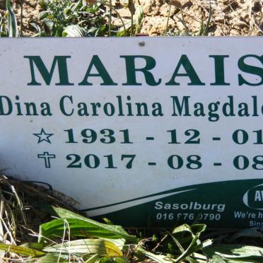 MARAIS Christiaan Adriaan Gideon 1932-2011 &amp; Dina Carolina Magdalena 1931-2017 