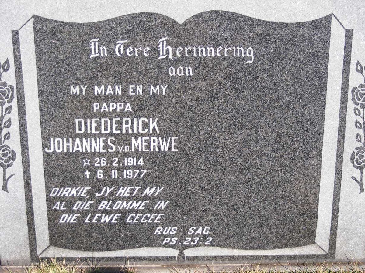 MERWE Diederick Johannes, v.d. 1914-1977