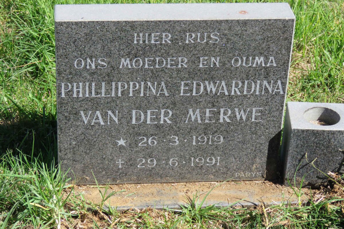 MERWE Phillippina Edwardina, van der 1919-1991