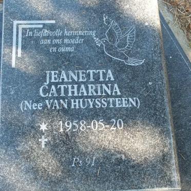 MERWE Jeanetta Catharina, van der nee VAN HUYSSTEEN 1958-