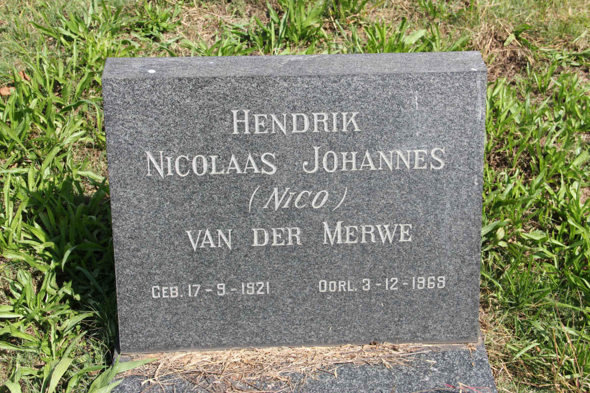 MERWE Hendrik Nicolaas Johannes, van der 1921-1969
