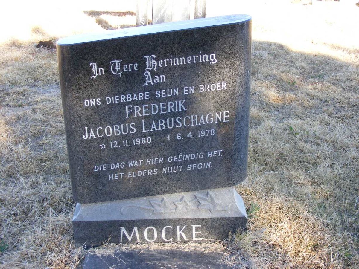 MOCKE Frederik Jacobus Labuschagne 1960-1978