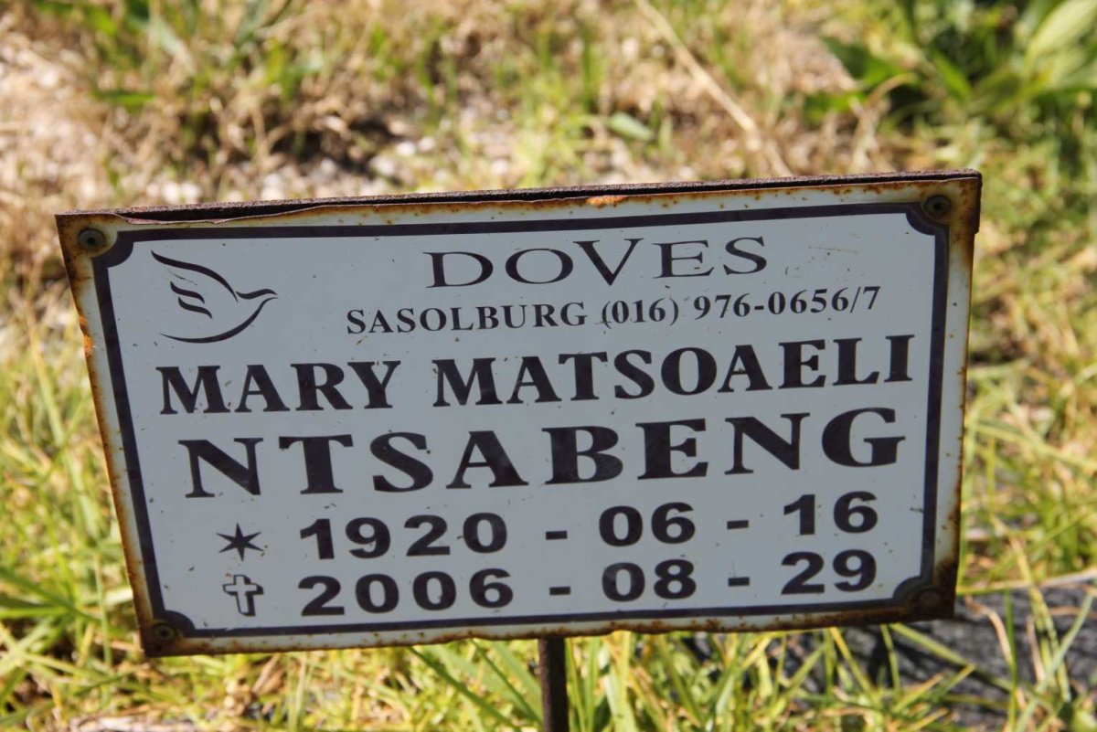 NTSABENG Mary Matsoaeli 1920-2006