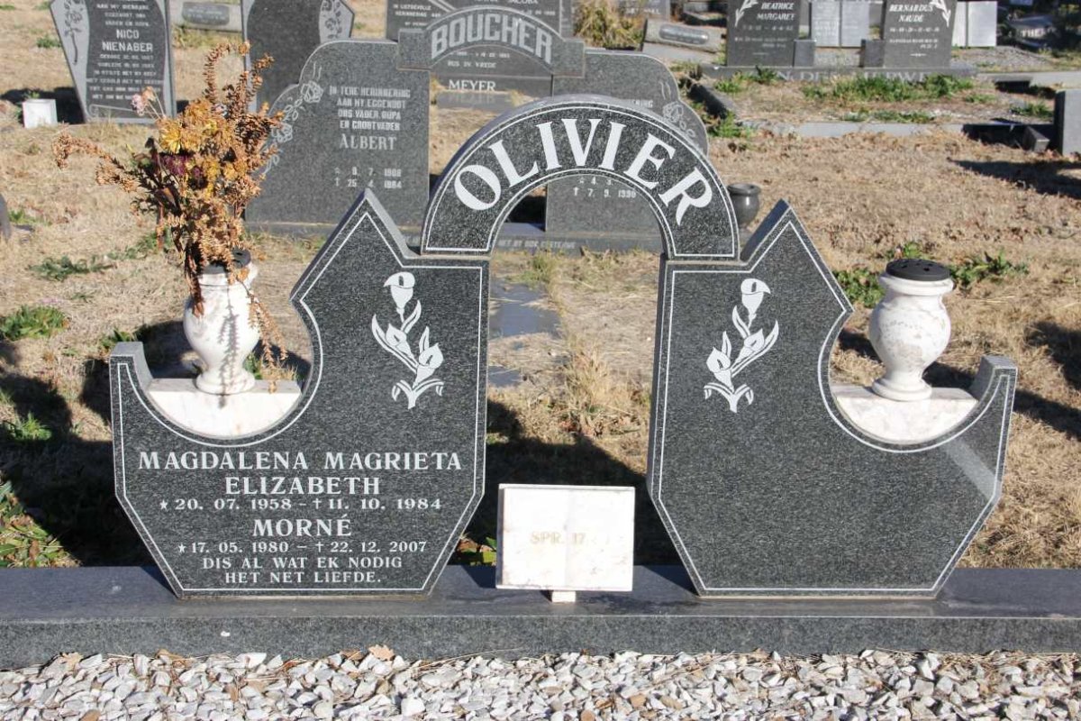 OLIVIER Magdalena Magrieta Elizabeth 1958-1984 :: OLIVIER Morne 1980-2007