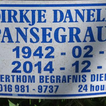 PANSEGRAUW Dirkje Danelina 1942-2014