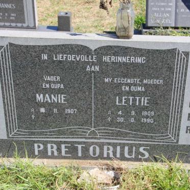 PRETORIUS Manie 1907- &amp; Lettie 1909-1990