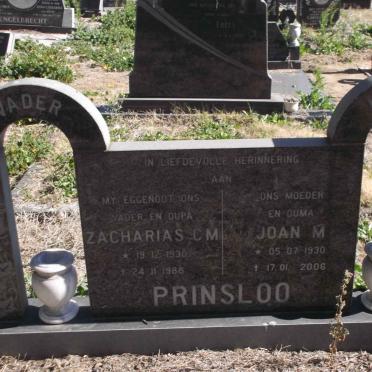 PRINSLOO Zacharias C.M. 1930-1988 &amp; Joan M. 1930-2006