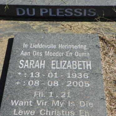 PLESSIS Sarah Elizabeth, du 1936-2005