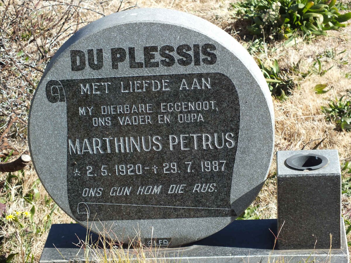PLESSIS Marthinus Petrus, du 1920-1987
