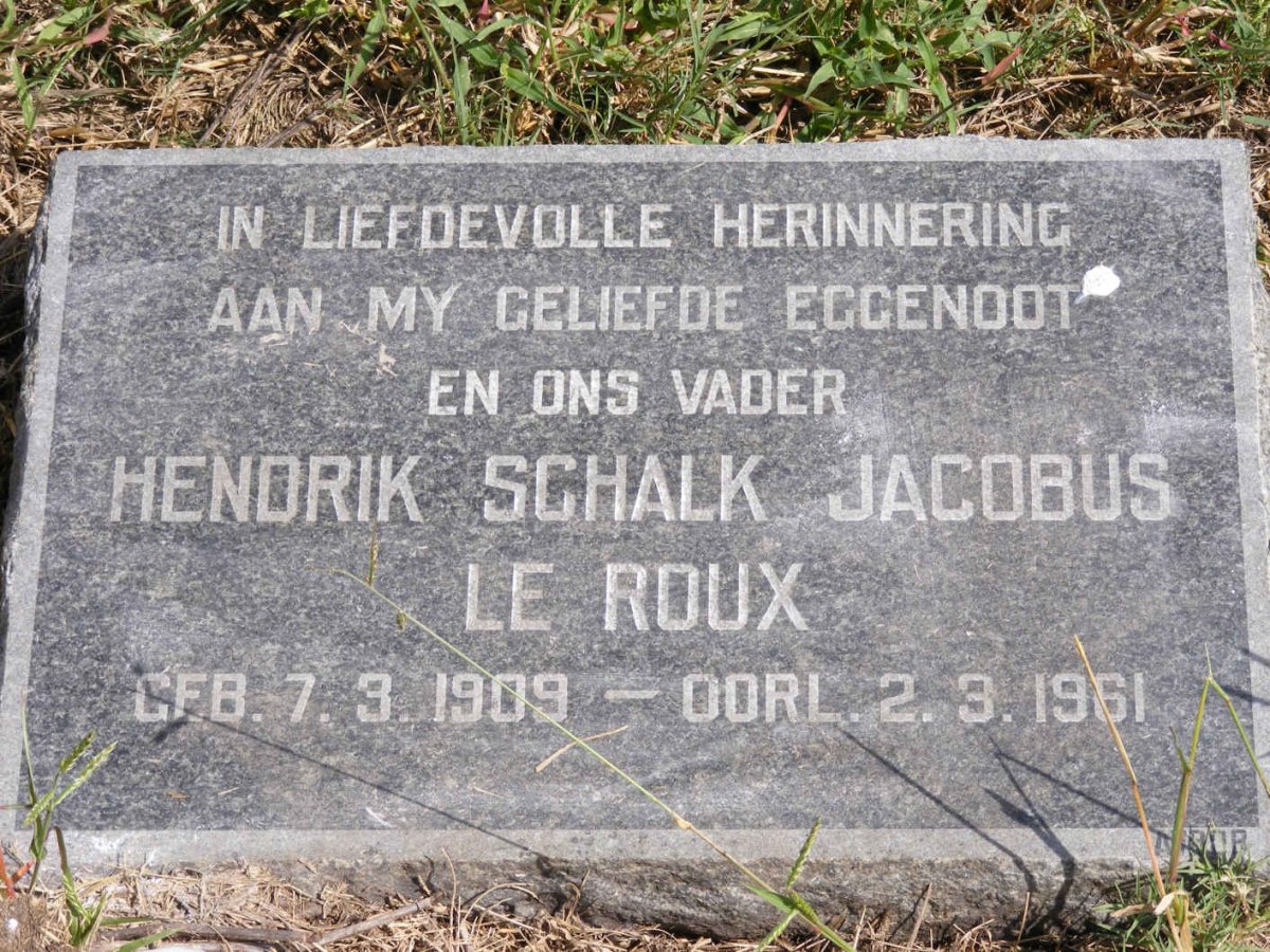 ROUX Hendrik Schalk Jacobus, le 1909-1961