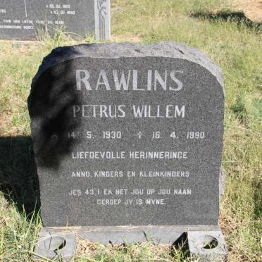 RAWLINS Petrus Willem 1930-1990