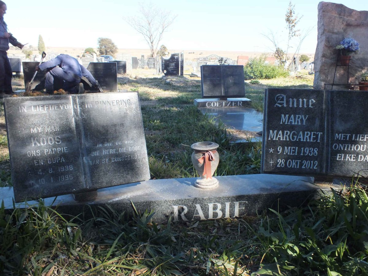 RABIE Koos 1938-1995 &amp; Anne Mary Margaret 1938-2012