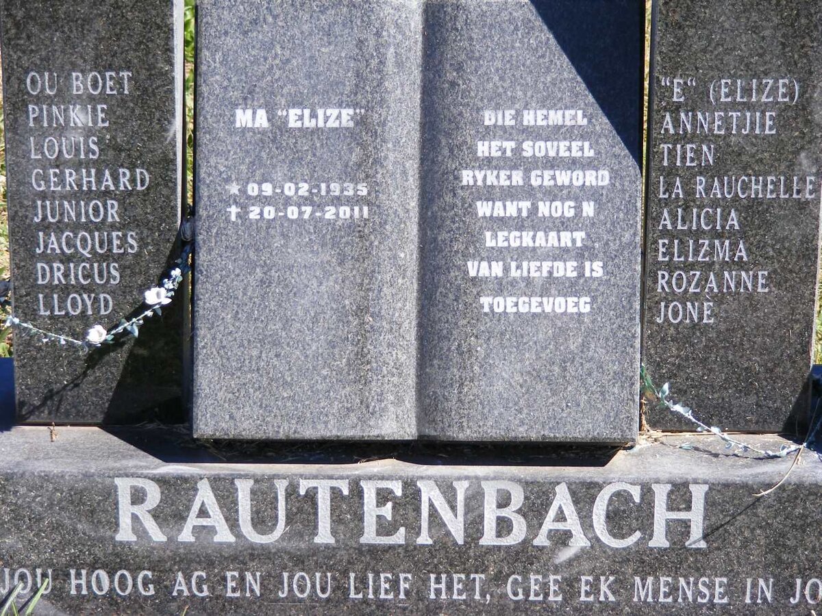 RAUTENBACH Anna 1905-1988 :: RAUTENBACH Elize 1935-2011 :: RAUTENBACH Max 1931-2005