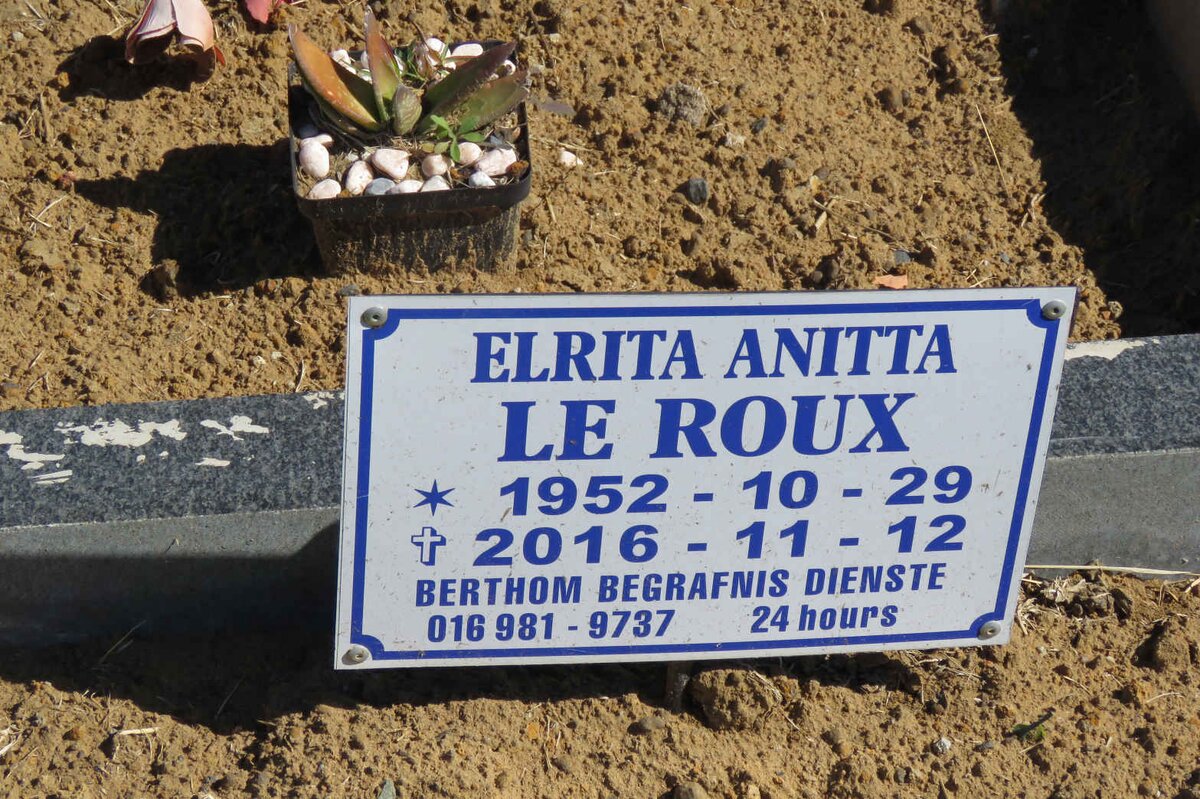 ROUX Elrita Anitta, le 1952-2016