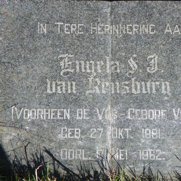 RENSBURG Engela S.J., van formerly DE VOS nee VISSER 1881-1962