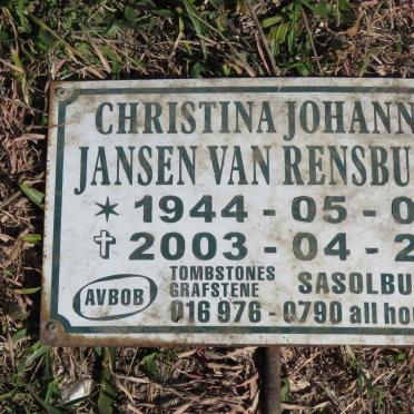 RENSBURG Christina Johanna, Jansen van 1944-2003