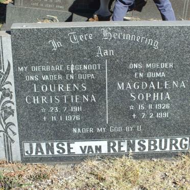 RENSBURG Lourens Christiena, Janse van 1911-1976 &amp; Magdalena Sophia 1926-1991