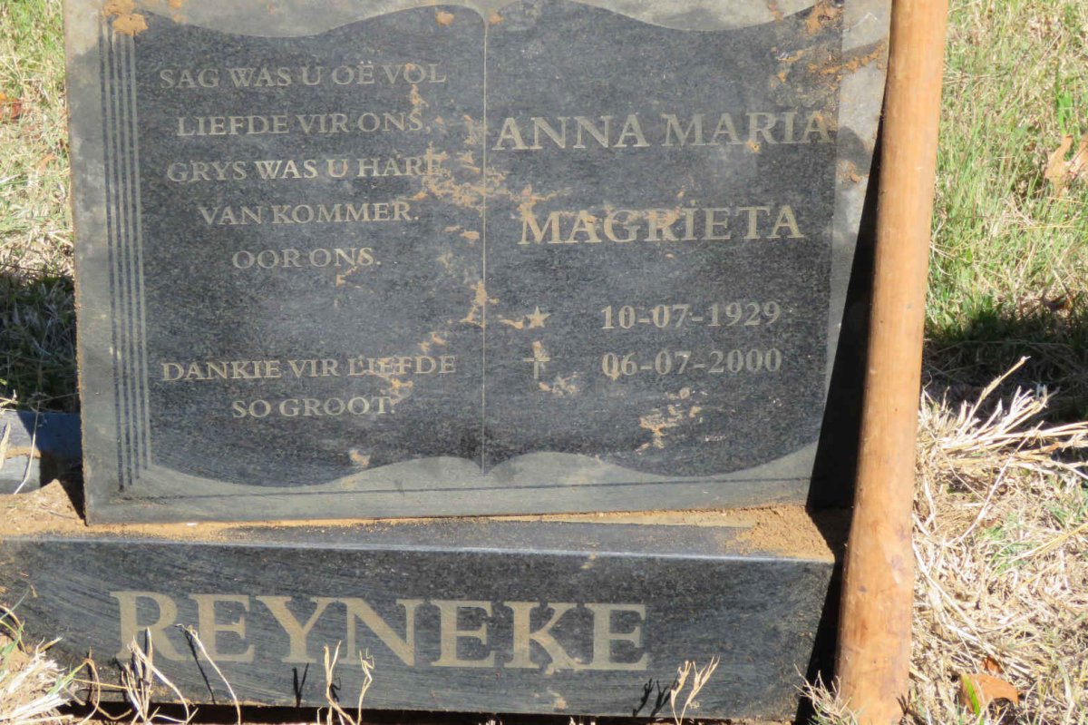 REYNEKE Anna Maria Magrieta 1929-2000