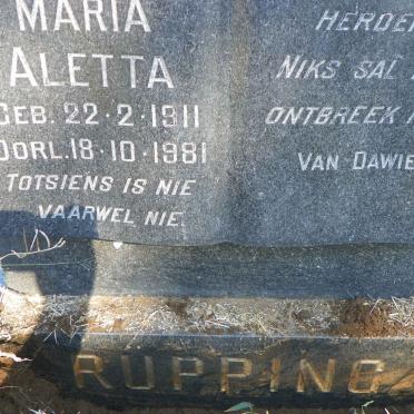 RUPPING Maria Aletta 1911-1981