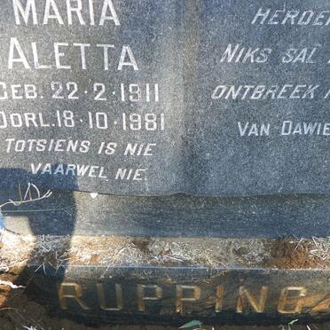 RUPPING Maria Aletta 1911-1981