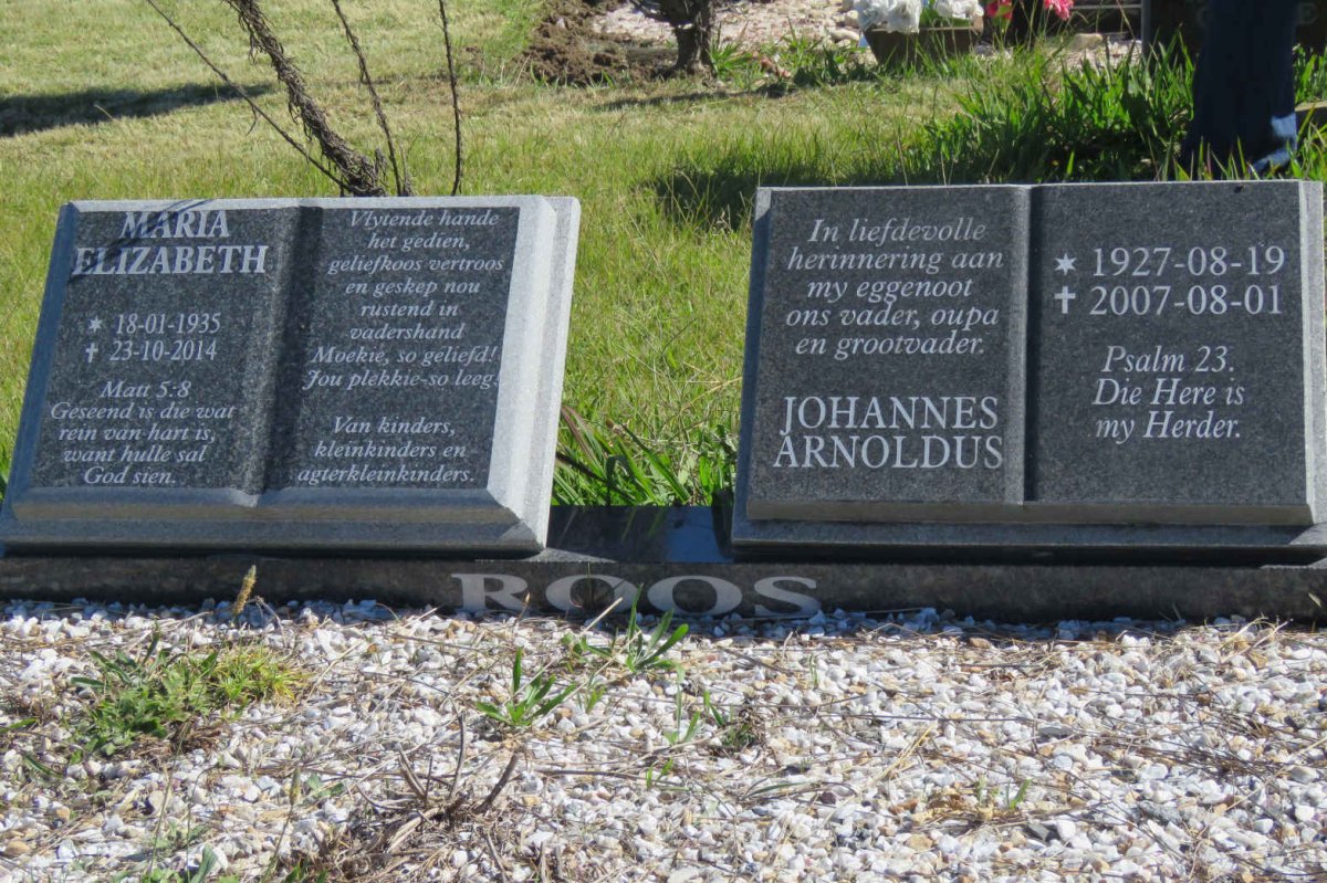 ROOS Johannes Arnoldus 1927-2007 &amp; Maria Elizabeth 1935-2014