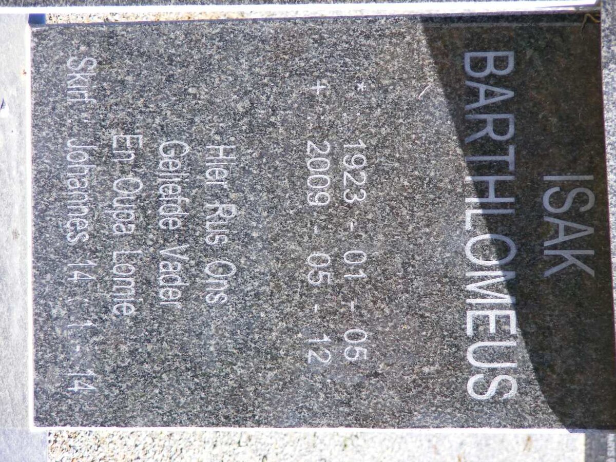 SAAIMAN Isak Barthlomeus 1923-2009 &amp; Maria Magdalena Magretha 1928-2011