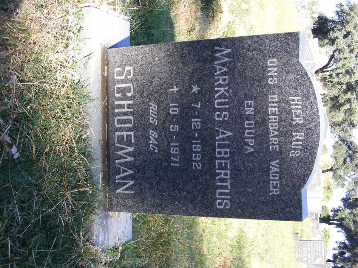 SCHOEMAN Markus Albertus 1892-1971