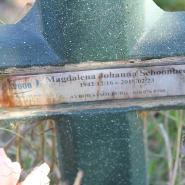 SCHOONBEE Magdalena Johanna 1942-2015