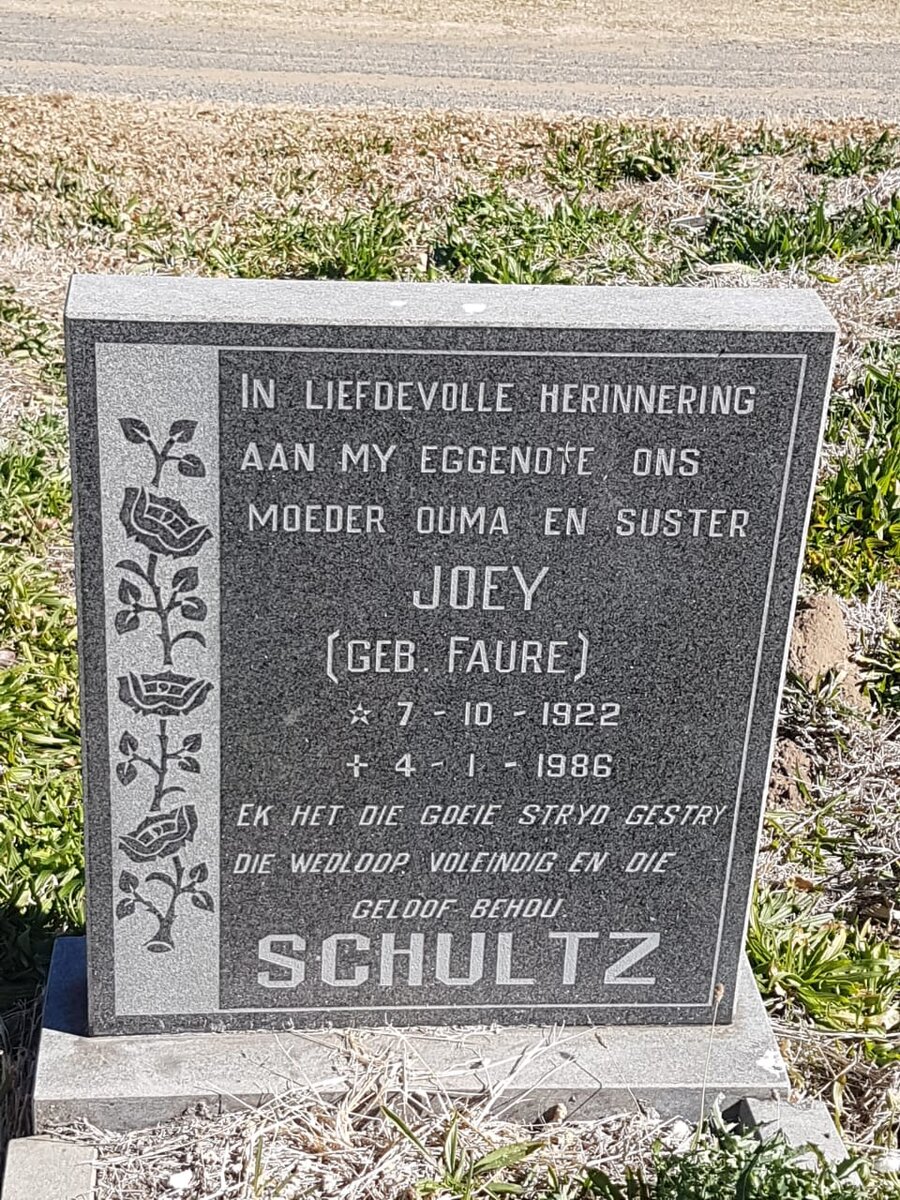 SCHULTZ Joey nee FAURE 1922-1986