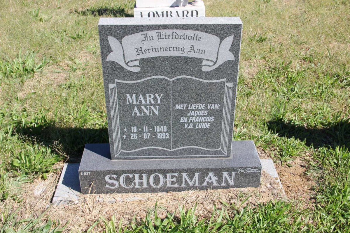 SCHOEMAN Mary Ann 1949-1993