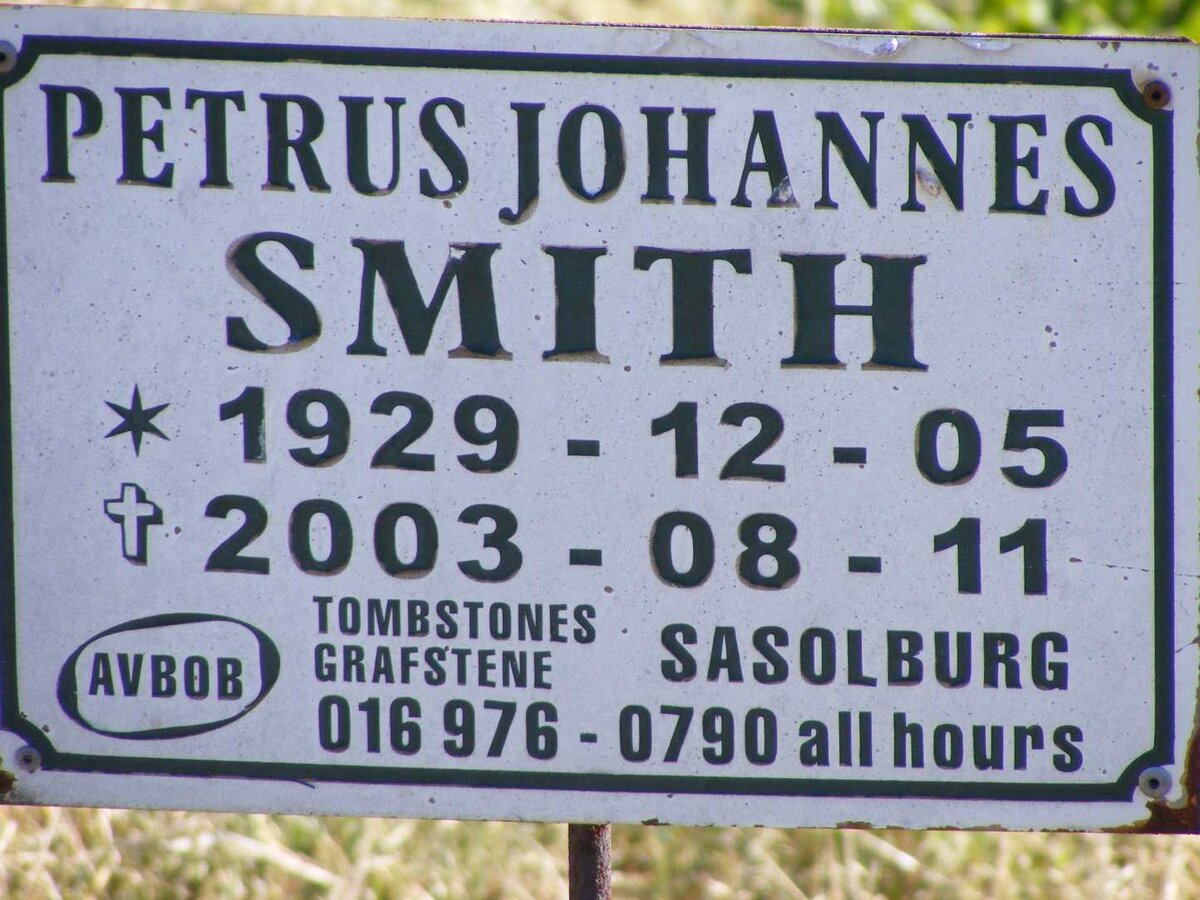 SMITH Petrus Johannes 1929-2003