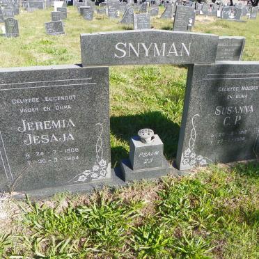 SNYMAN Jeremia Jesaja 1908-1984 &amp; Susanna C.P. 1912-1998