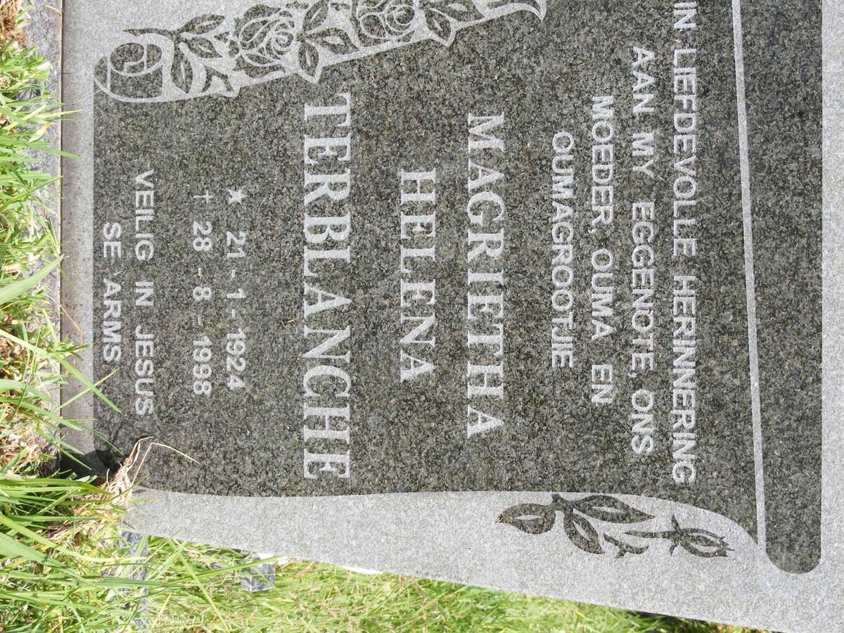 TERBLANCHE Magrietha Helena 1924-1998