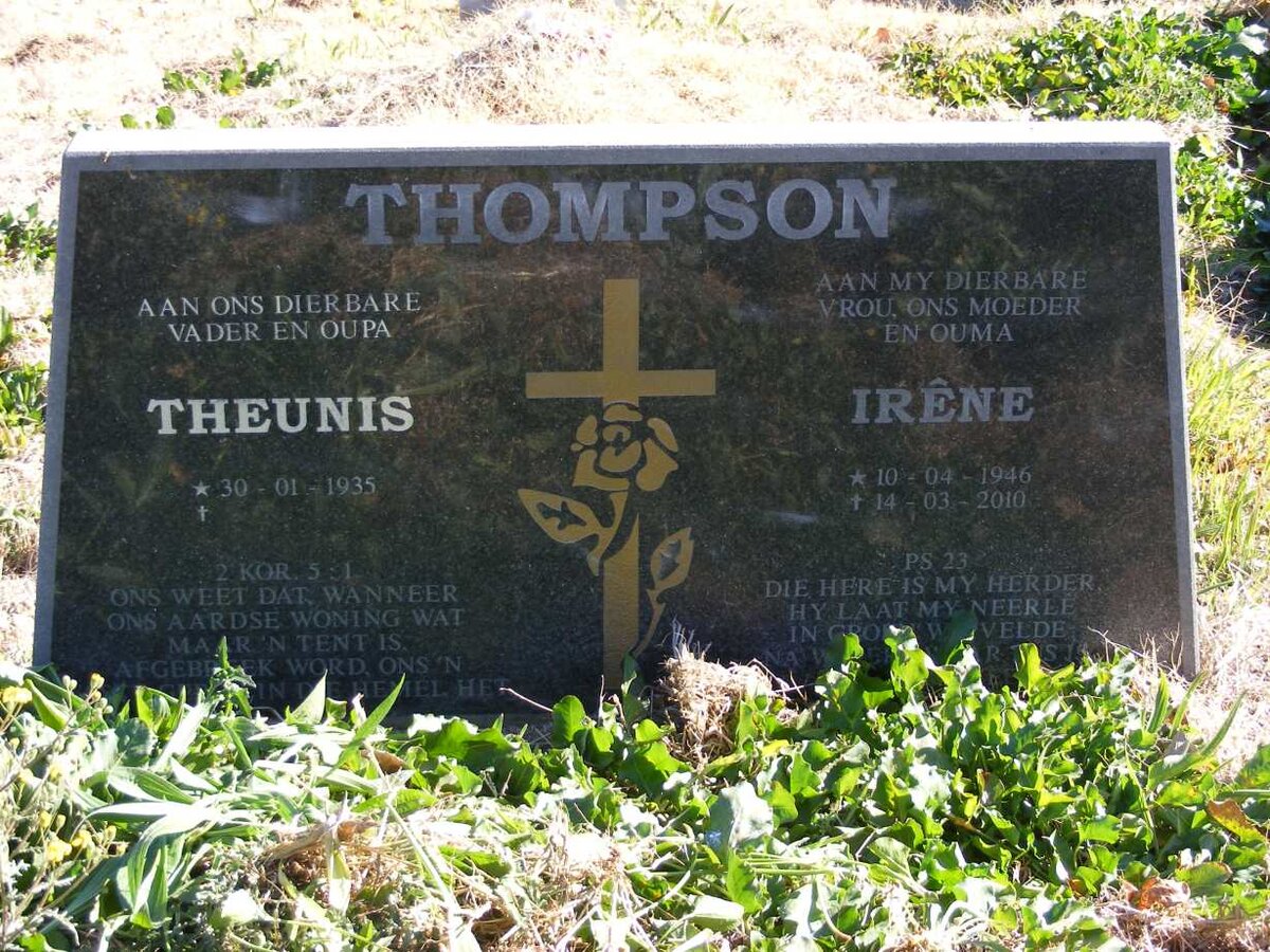 THOMPSON Theunis 1935- &amp; Irene 1946-2010