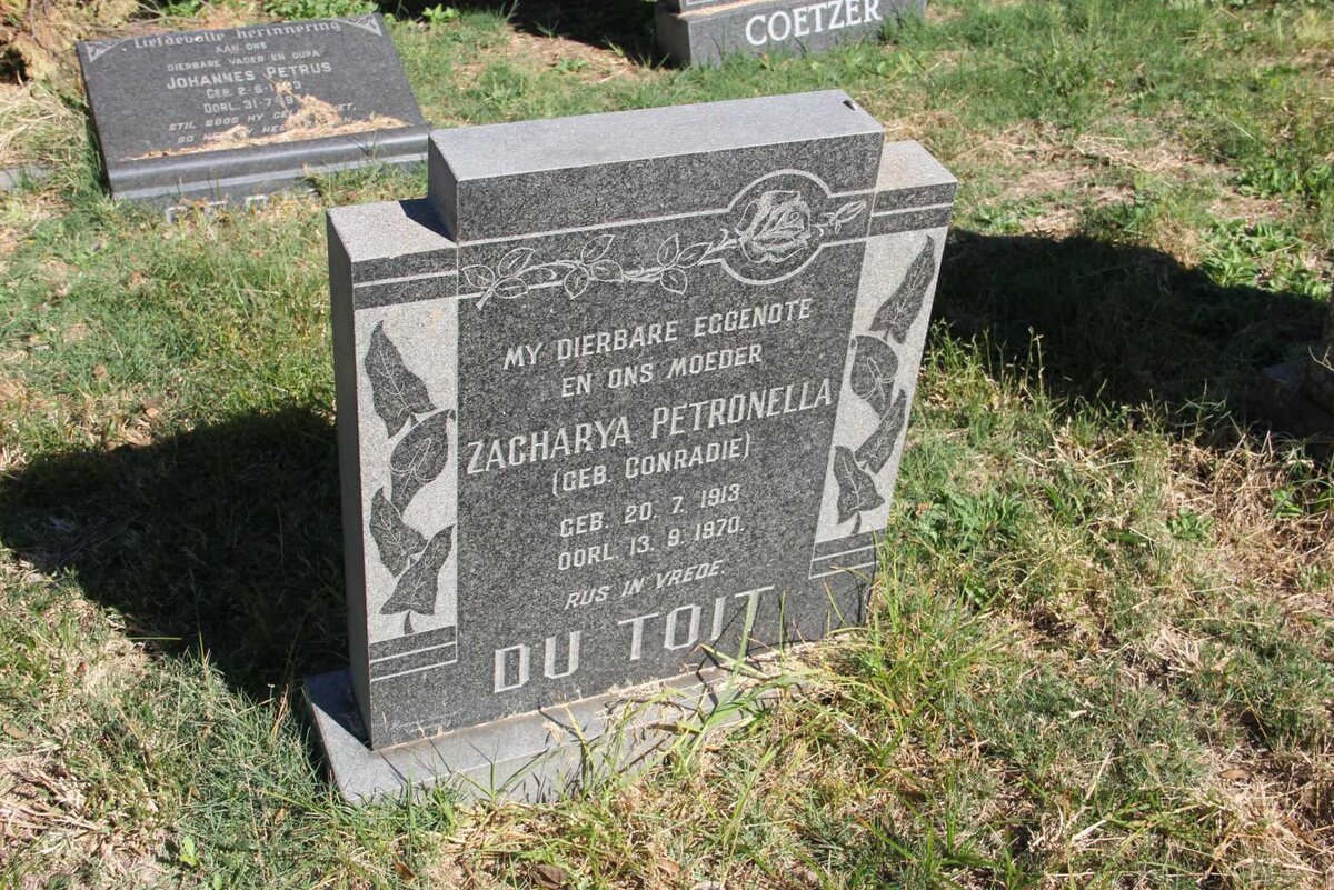 TOIT Zacharya Petronella, du nee CONRADIE 1913-1970