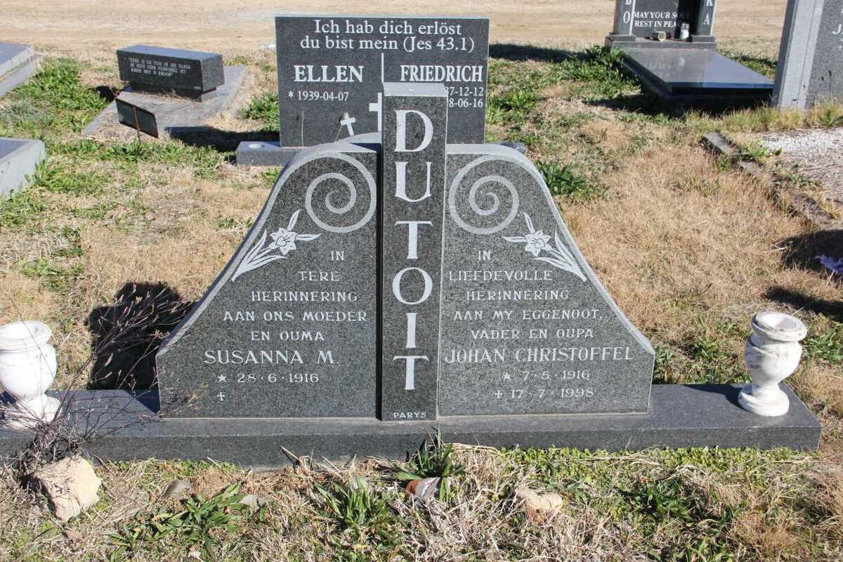 TOIT Johan Christoffel, du 1916-1998 &amp; Susanna M. 1916-