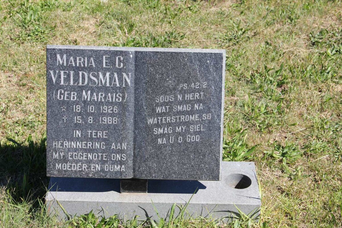 VELDSMAN Maria E.C. nee MARAIS 1926-1988