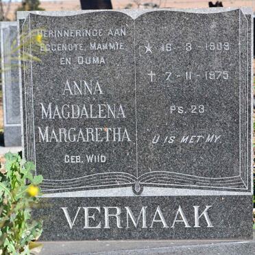 VERMAAK Johannes Cornelius 1903-1979 &amp; Anna Magdalena Margaretha WIID 1909-1975