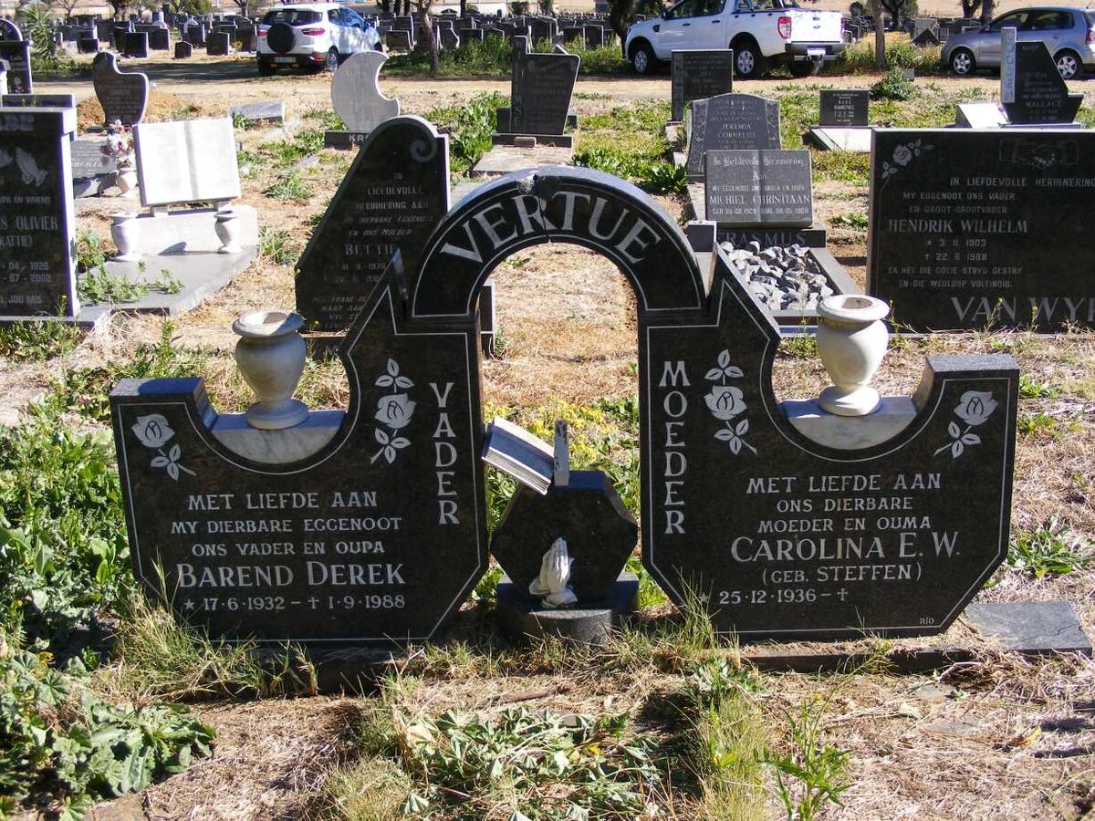 VERTUE Barend Derek 1932-1988 &amp; Carolina E.W. STEFFEN 1936-