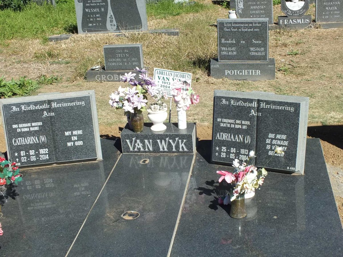 WYK Adriaan Jacobus, van 1913-2004 &amp; Catharina W. 1922-2014