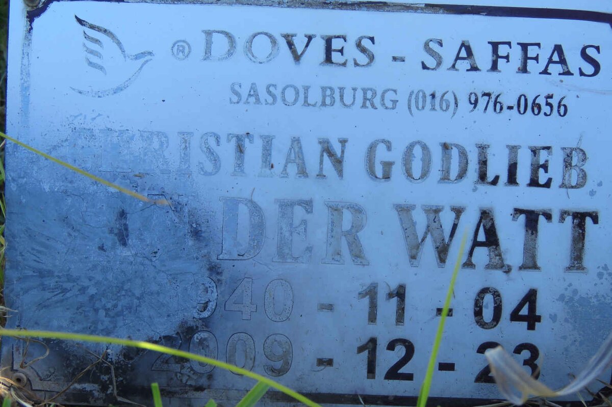 WATT Christian Godlieb, van der 1940-2009