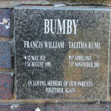 BUMBY Francis William 1935-1995 &amp; Talitha Kumi 1943-2001