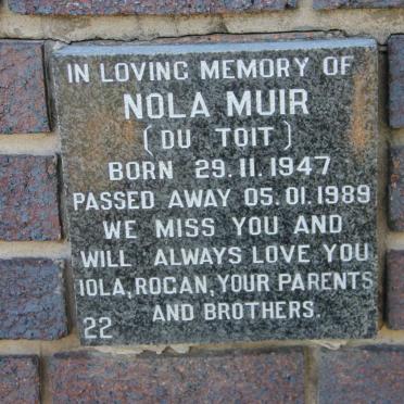 MUIR Nola nee DU TOIT 1947-1989