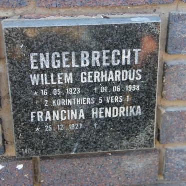 ENGELBRECHT Willem Gerhardus 1923-1998 &amp; Francina Hendrika 1927-
