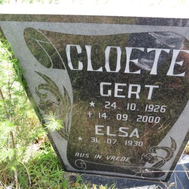 CLOETE Gert 1926-2000 &amp; Elsa 1930-