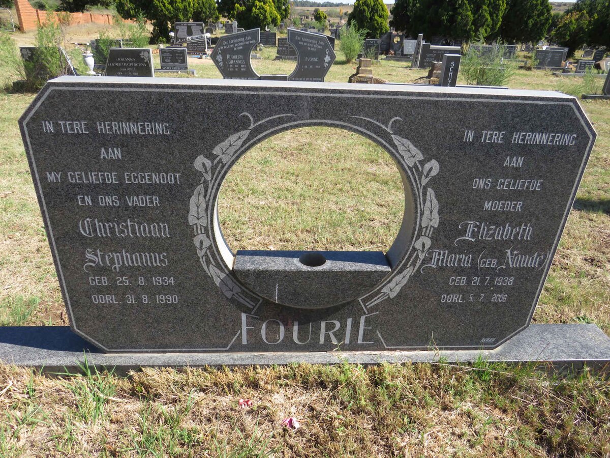 FOURIE Christiaan Stephanus 1934-1990 &amp; Elizabeth Maria NAUDE 1938-2006